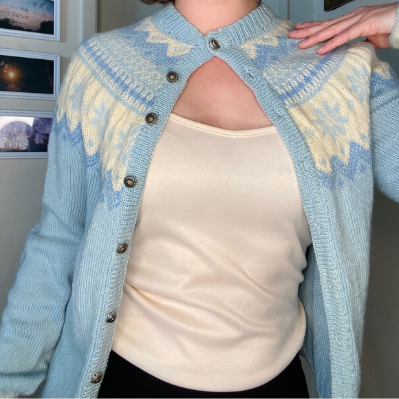 Dannit Wool Light Blue Vintage Sweater - Picture 4 of 5